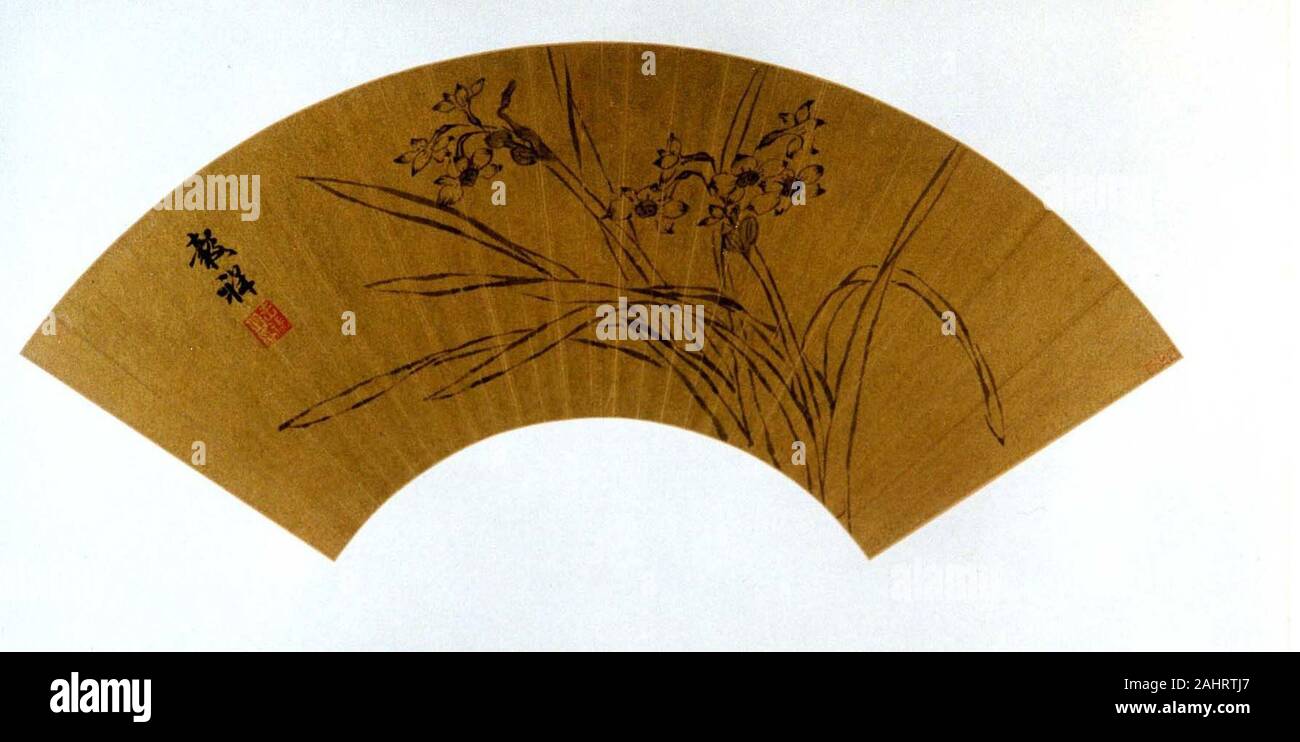 Wang Guxiang. Narcisse. 1501-1568. La Chine. Album Leaf (ventilateur) ; encre sur fond d'or Banque D'Images Wang Guxiang. Narcisse. 1501-1568. La Chine. Album Leaf (ventilateur) ; encre sur fond d'or Banque D'Images