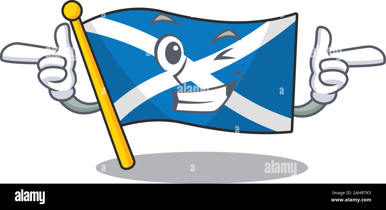 Faites défiler l'Ecosse drapeau mascot cartoon design avec Clin d'oeil Illustration de Vecteur