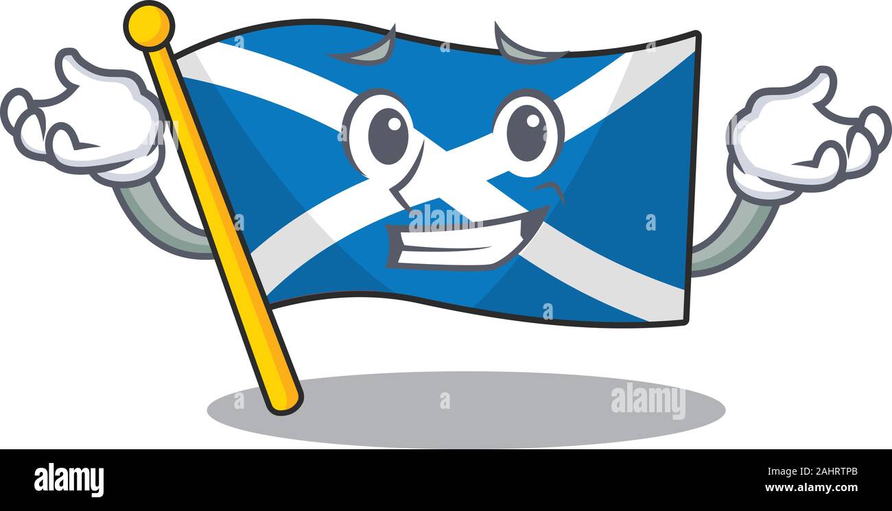Mignon et Cool souriant ecosse drapeau défiler mascot cartoon style Illustration de Vecteur