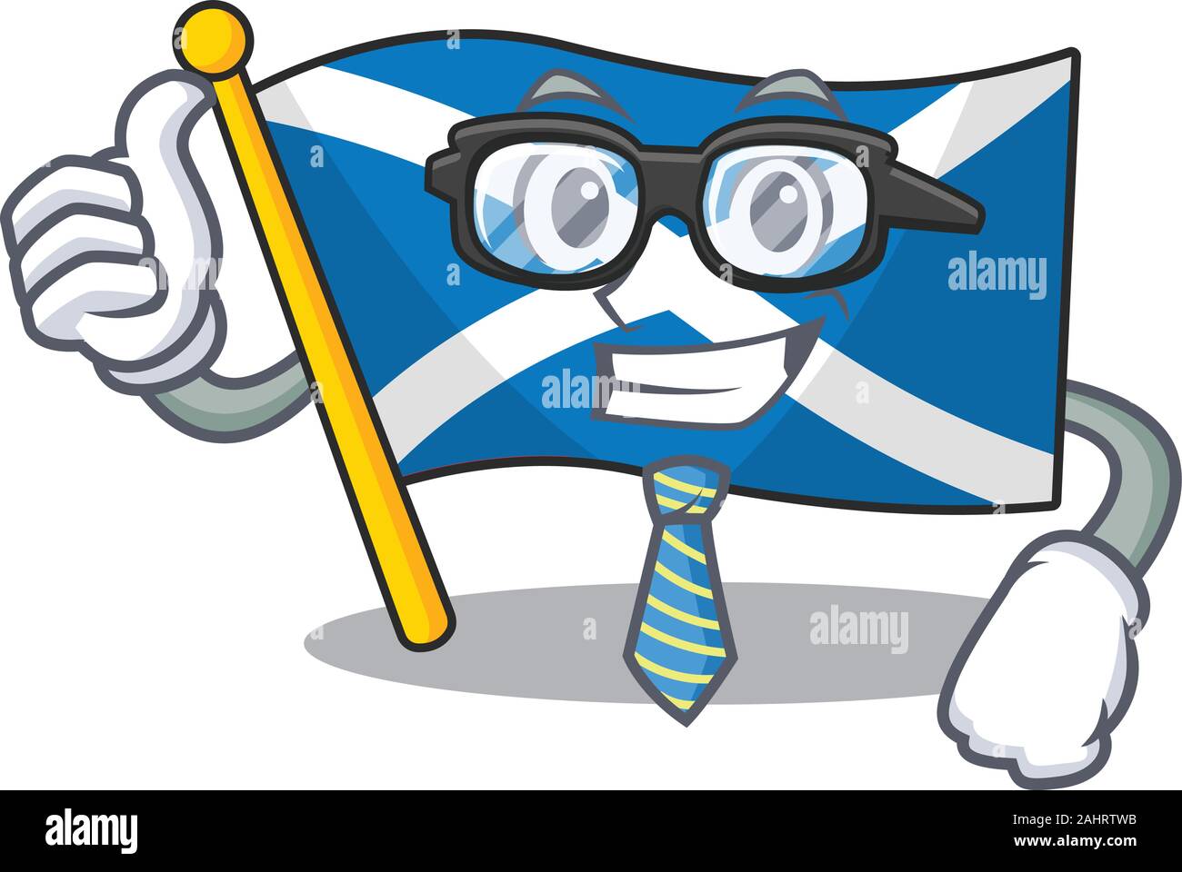 Faites défiler l'Ecosse drapeau homme Cool personnage avec des lunettes Illustration de Vecteur