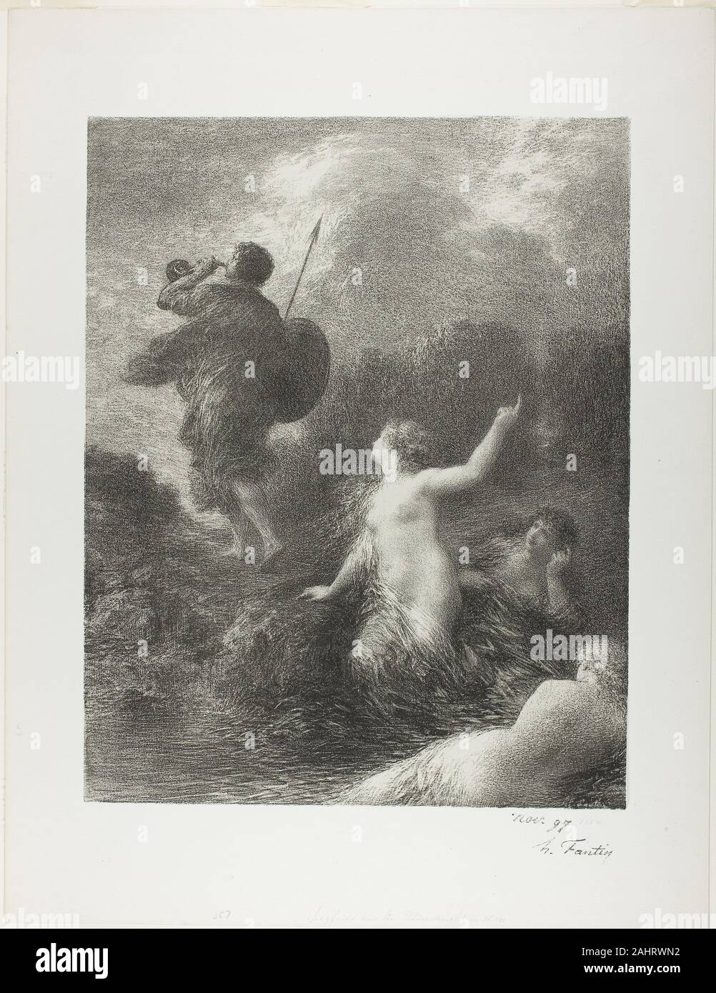 Henri Fantin-Latour. Le Crépuscule des Dieux Siegfried et le Rhin. 1898. La France. Lithographie en noir sur papier ivoire Chine fixées sur papier vélin ivoire Banque D'Images