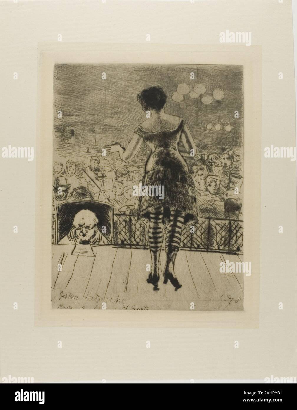 Gaston La Touche. À partir de la plaque de l'Assommoir (chanteur sur scène avec prompteur). 1878. La France. Pointe sèche et la plaque sur ton papier vergé ivoire Banque D'Images