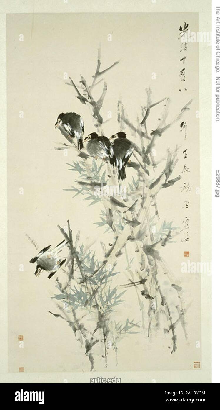 Xugu. Les oiseaux noirs. 1824-1896. La Chine. Défilement pendaison ; l'encre et couleurs sur papier Banque D'Images
