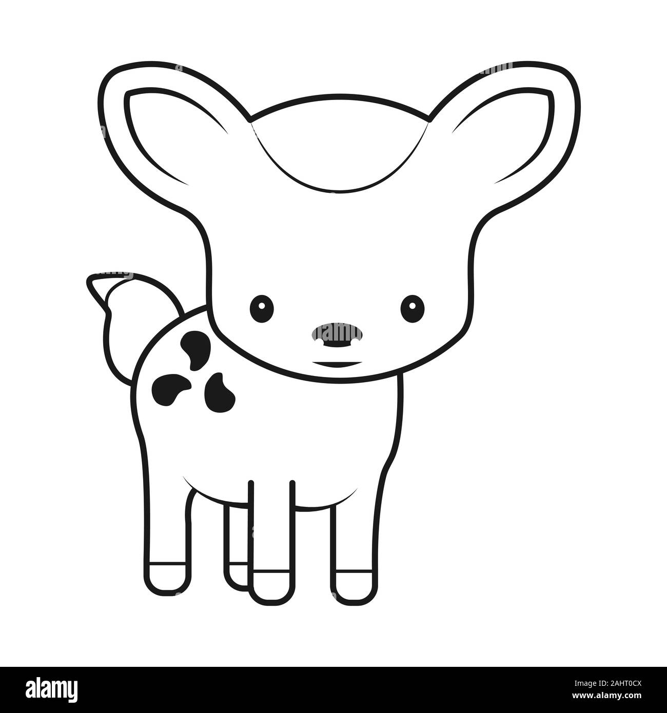 Vide plan d'un dessin animé enfantin mignon deer. Contour isolé pour la coloration. Stock vector illustration isolé sur fond blanc pour Coloring Book Illustration de Vecteur