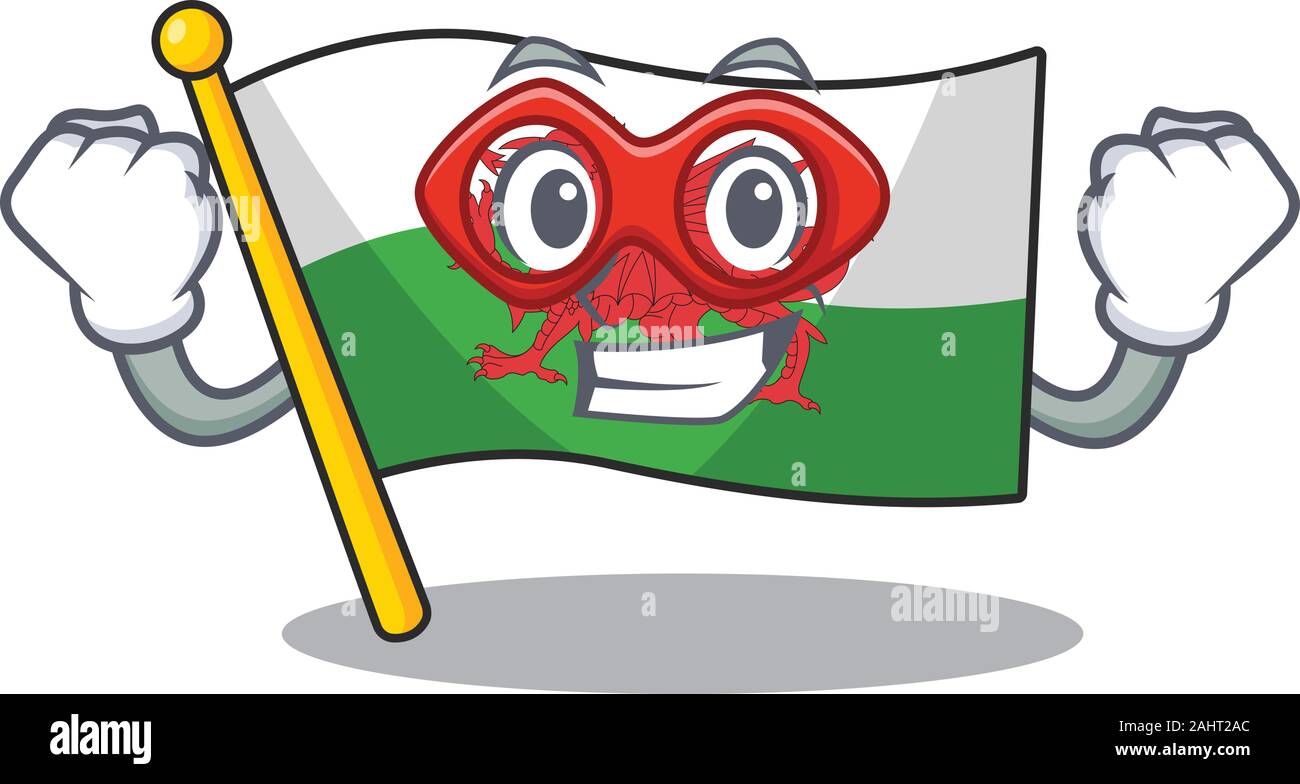 Une photo d'un drapeau du pays de Galles Faire défiler vêtu comme un super héros Illustration de Vecteur