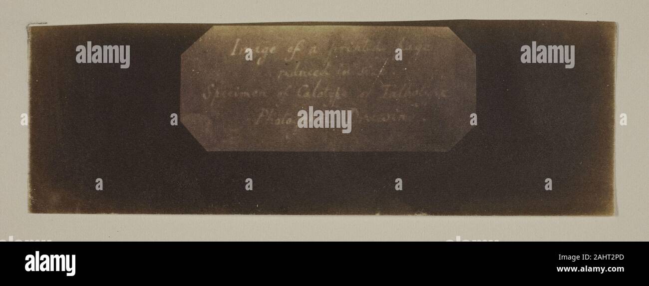 William Henry Fox Talbot. Spécimen de Calotype de Talbotype, dessin photogénique [label]. 1835-1846. L'Angleterre. Calotype négatif Banque D'Images