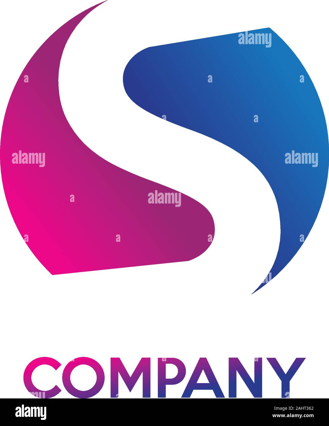 Lettre S 2002 Logo Design, modèle abstrait moderne, Negatifspace, Yinyang, Concept Lettermark, coloré, frais, sportif, Bleu, Magenta Illustration de Vecteur