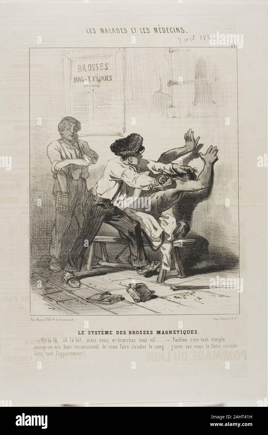 Charles Émile Jacque. La méthode de la brosse magnétique (planche 21). 1843. La France. Lithographie en noir sur papier vélin ivoire Banque D'Images