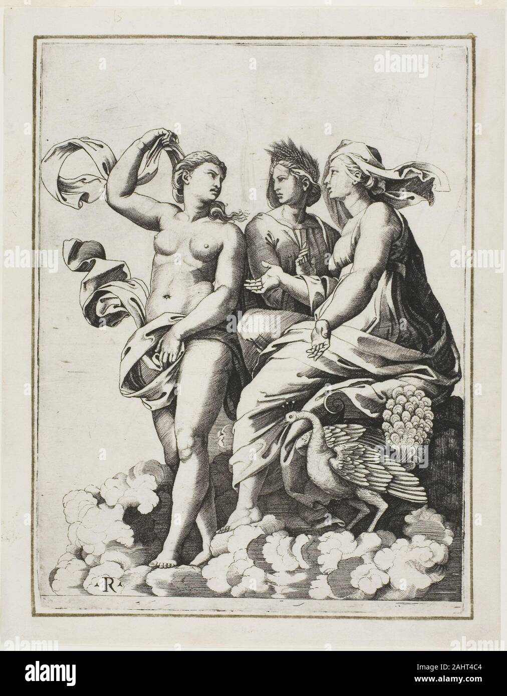Marco Dente da Ravenna. Junon, Cérès, et Psyché. 1513-1523. L'Italie. Gravure sur papier Banque D'Images