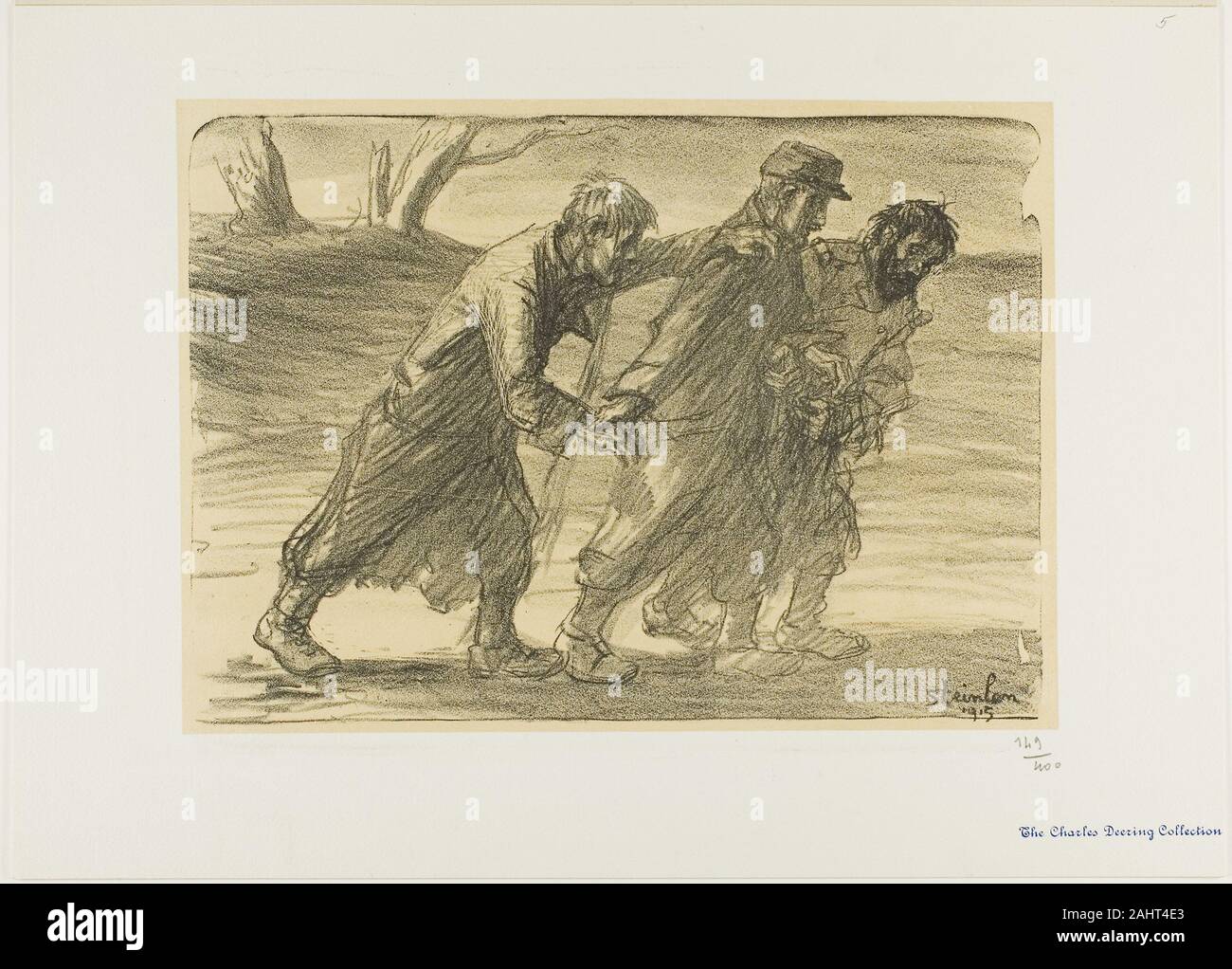 Pierre Théophile-Alexandre Steinlen. Trois camarades. 1915. La France. Lithographie Banque D'Images