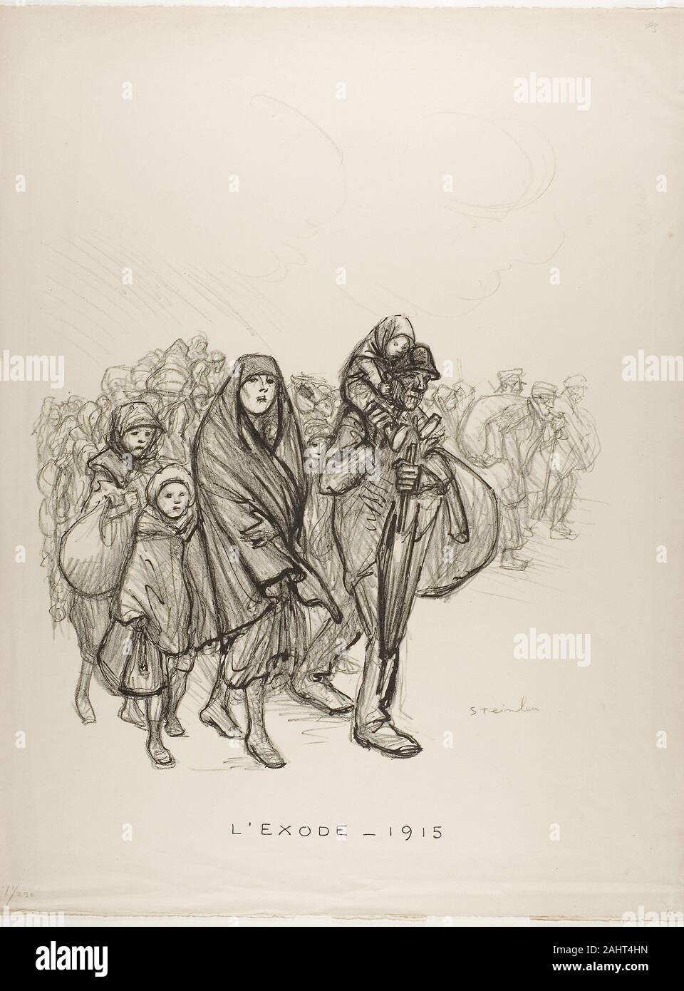 Pierre Théophile-Alexandre Steinlen. L'exode, 1915. 1915. La France. Lithographie en noir sur papier vélin ivoire Banque D'Images