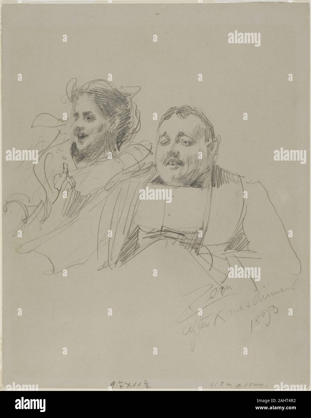 Anders Zorn. M. et Mme Raymond Johnson. 1893. La Suède. Graphite, avec des touches d'effacement, sur la pâte de bois gris conseil stratifié Banque D'Images