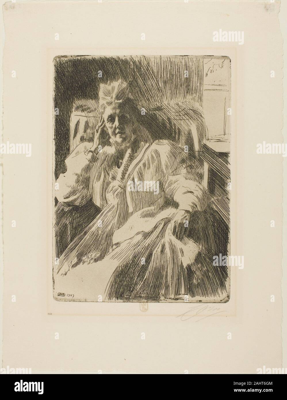 Anders Zorn. La Reine Sophie. 1909. La Suède. Gravure sur papier vergé ivoire Banque D'Images