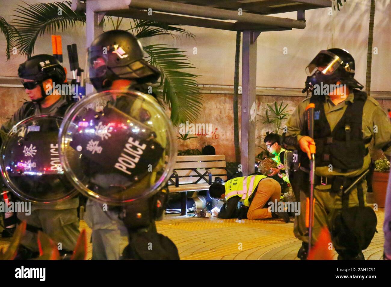 Hong Kong, Chine. 25, décembre 2019. Noël à Hong Kong est marquée par des manifestations et désobéissance civile. Banque D'Images