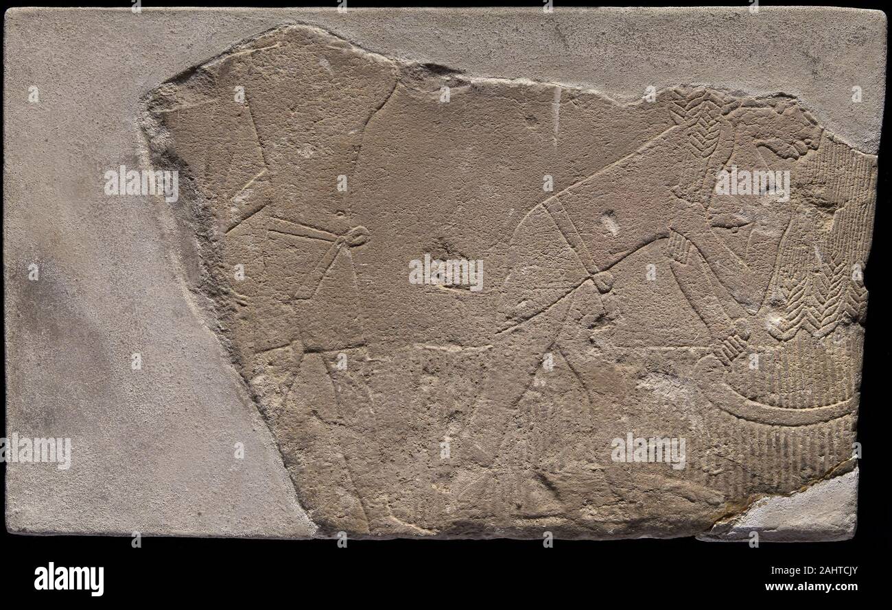 Egypte antique. Fragment de la paroi d'une tombe, illustrant une scène de récolte. 2060-2025 av. J.-C.-B. L'Égypte. Le calcaire Banque D'Images