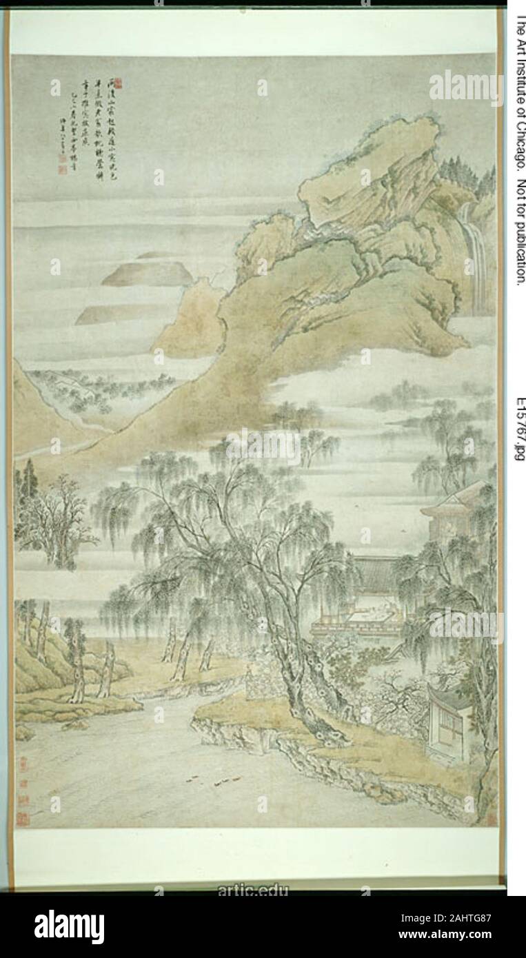 Yang Jin. Mountain Villa après la pluie. 1659-1727. La Chine. Défilement pendaison ; l'encre et couleurs légères sur papier Banque D'Images