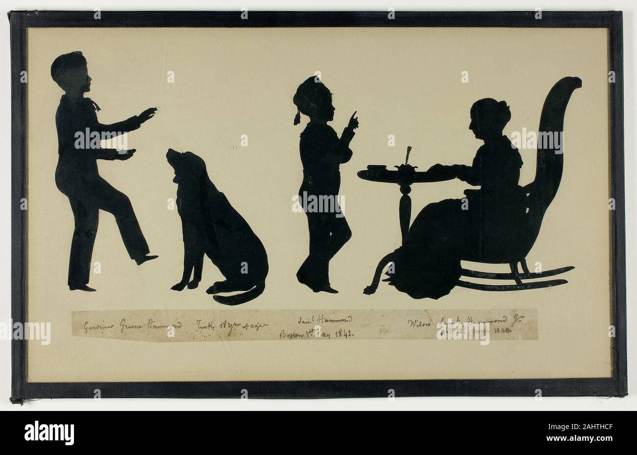 Auguste Edouart. Silhouette d'Hammond Famille. 1842. La France. Couper le papier d'ossature Banque D'Images