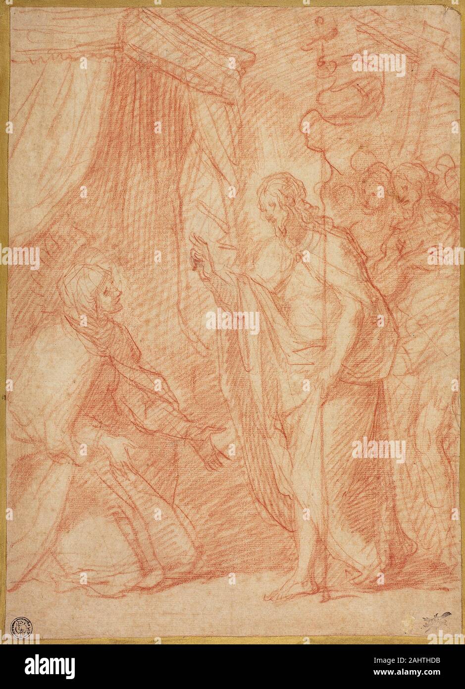 Cesare Dandini. Apparition du Christ ressuscité à sa mère. 1605-1658. L'Italie. Craie rouge sur papier vergé chamois, prévue sur ivoire portées card Banque D'Images