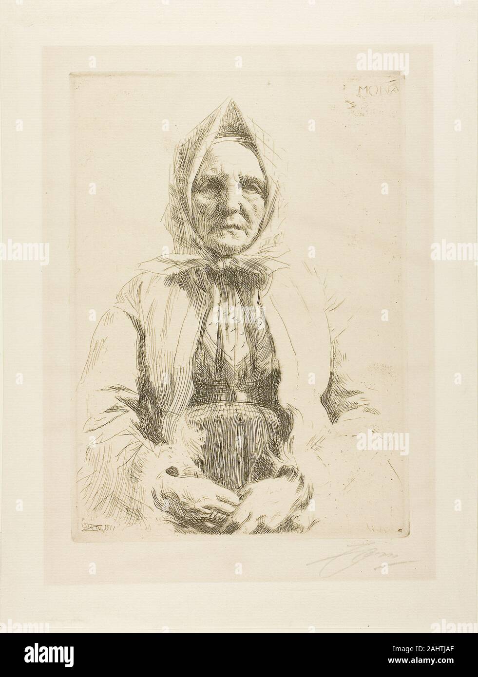 Anders Zorn. Mona. 1911. La Suède. Gravure sur bois sur papier crème Banque D'Images