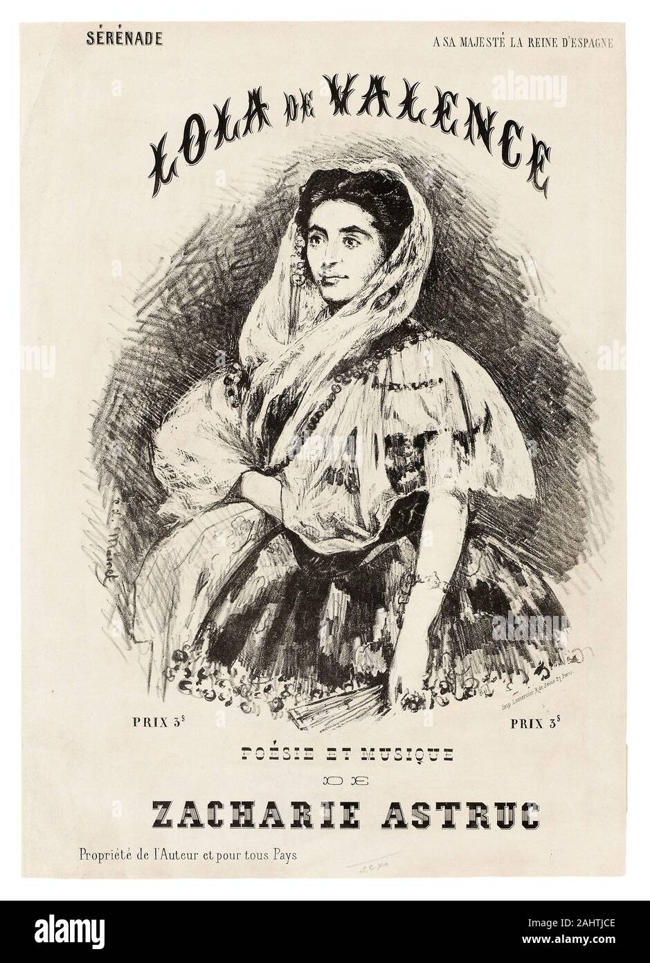 Édouard Manet. Lola de Valence. 1863. La France. Lithographie en noir sur papier vélin gris clair Banque D'Images