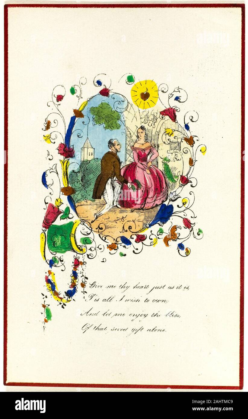 Donne-moi ton coeur tout comme il est (valentine). 1835-1845. L'Angleterre. Lithographie à part-coloration sur papier vergé ivoire Banque D'Images