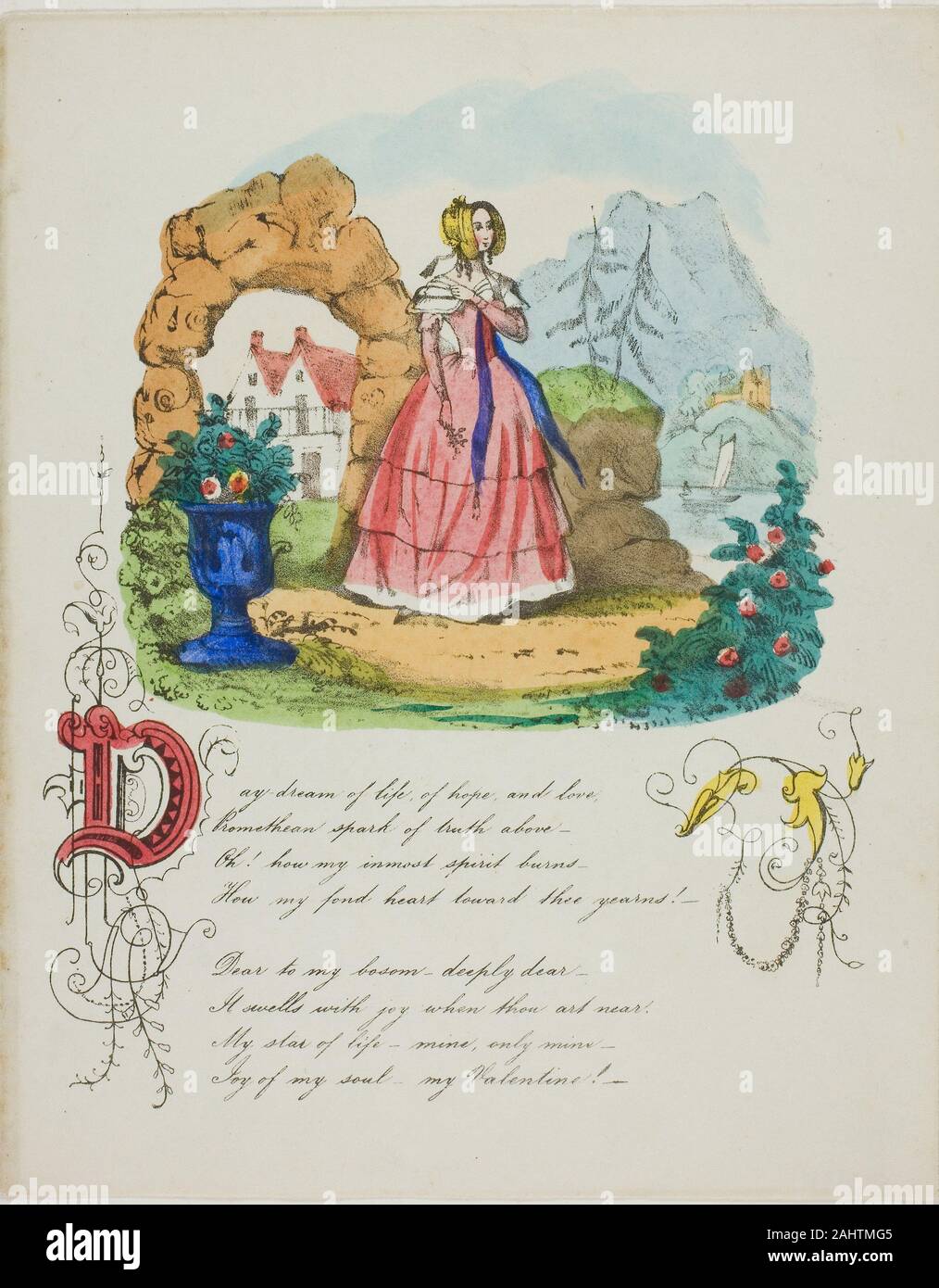 Jour Rêve de la vie, d'espoir, et l'amour (valentine). 1837-1847. L'Angleterre. Lithographie à part-coloration sur vélin ivoire Banque D'Images