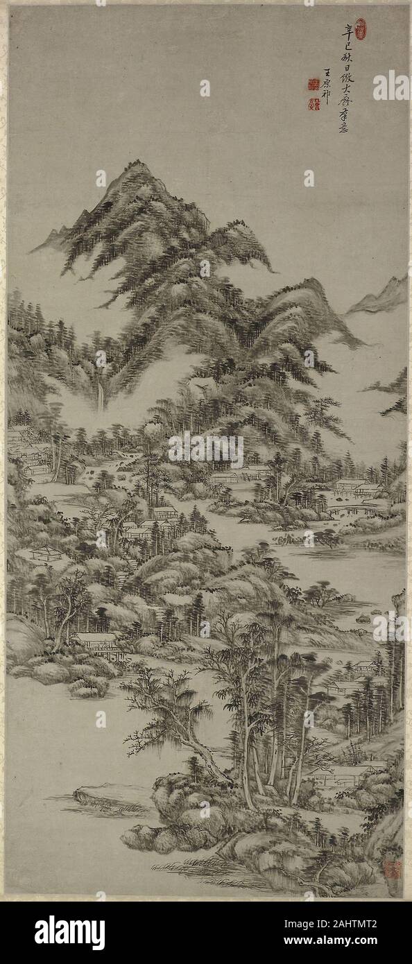 Wang Yuanqi. Après Huang Gongwang paysage. 1701. La Chine. Défilement pendaison ; l'encre et couleur sur papier ; avec boîtier Banque D'Images