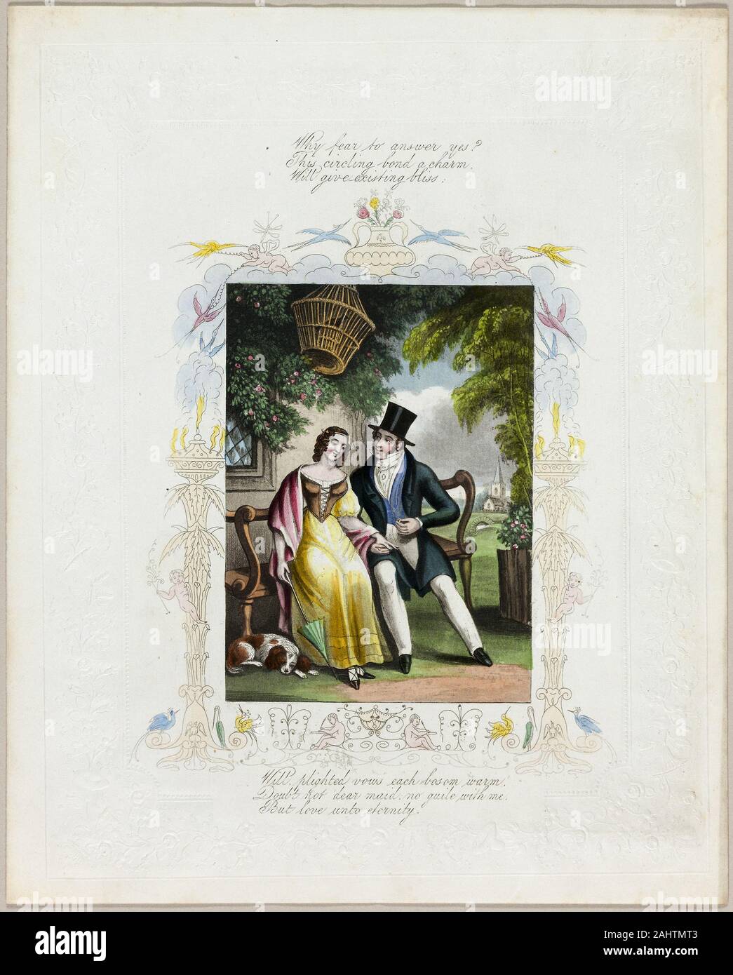 Pourquoi avoir peur de répondre oui (valentine). 1835-1845. L'Angleterre. Lithographie à part-coloration en relief sur papier vélin blanc cassé Banque D'Images