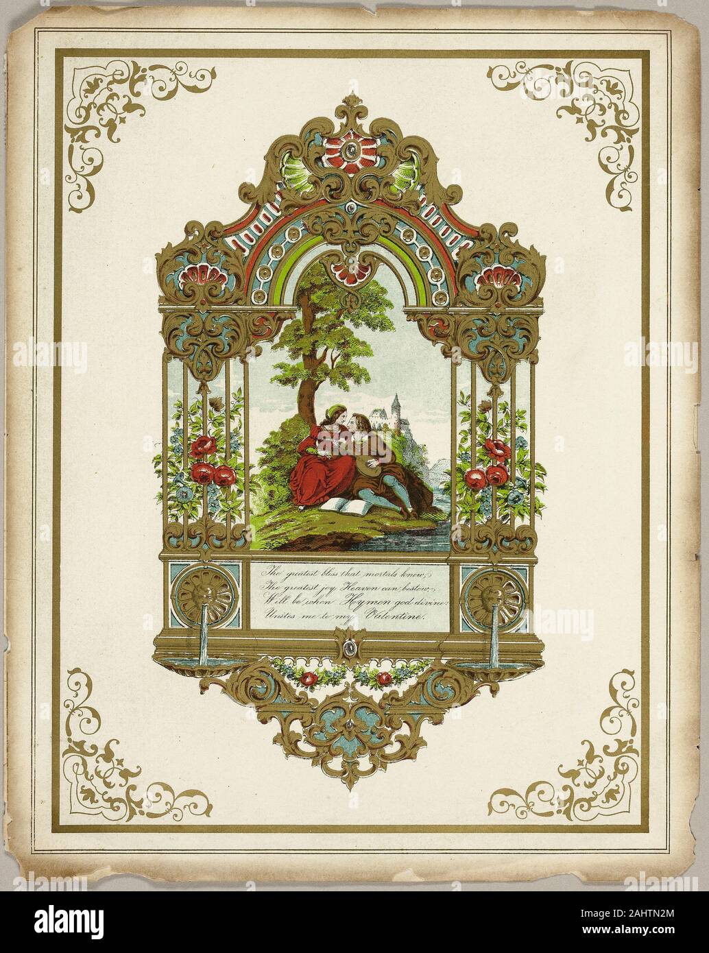 Le plus grand bonheur qui sais mortels (valentine). 1845-1855. L'Angleterre. Lithographie à part-coloration sur vélin ivoire Banque D'Images