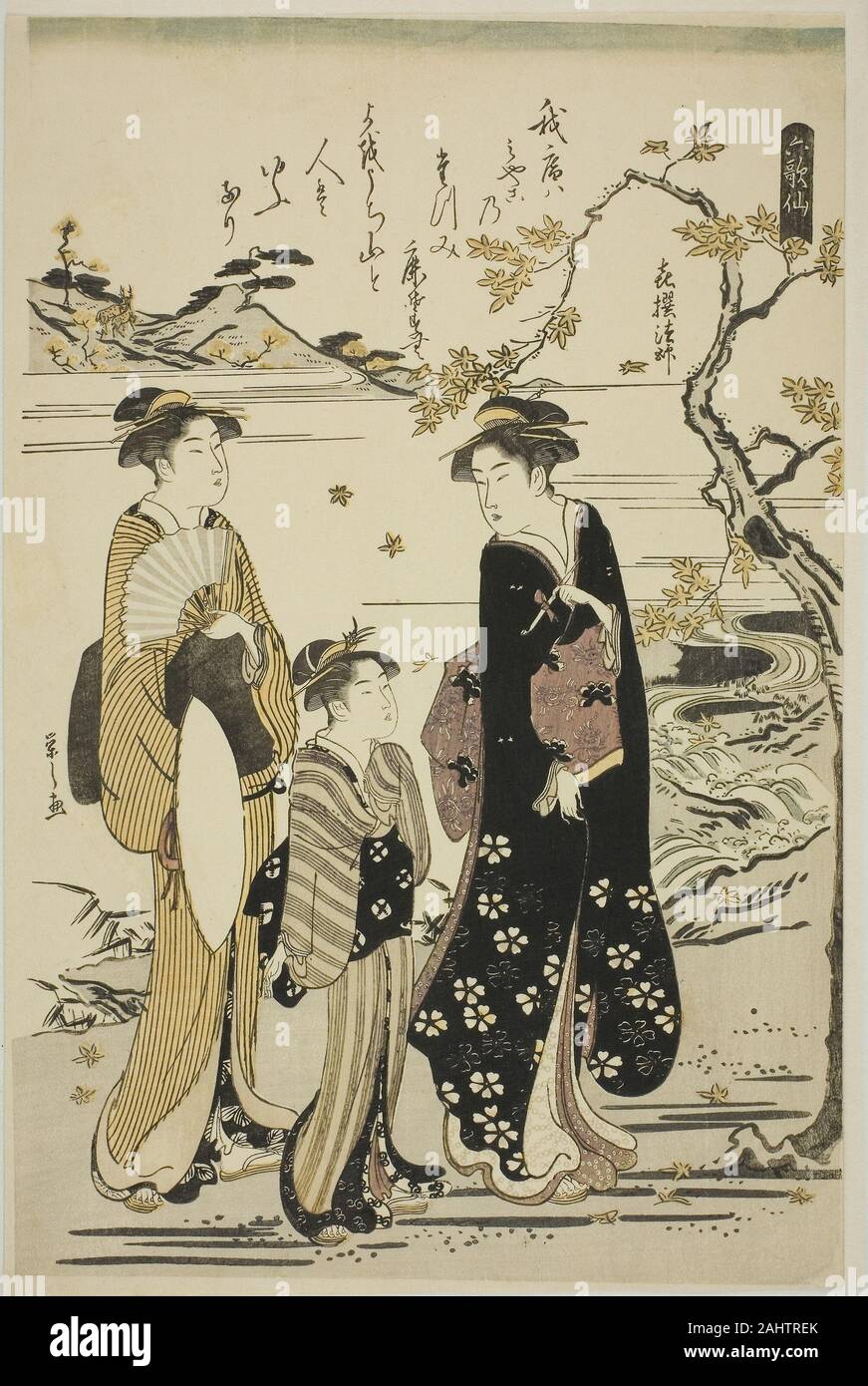 Chôbunsai Eishi. Le prêtre Kisen, de la série six poètes immortels (Rokkasen). 1784-1790. Le Japon. Estampe oban couleur ; Banque D'Images