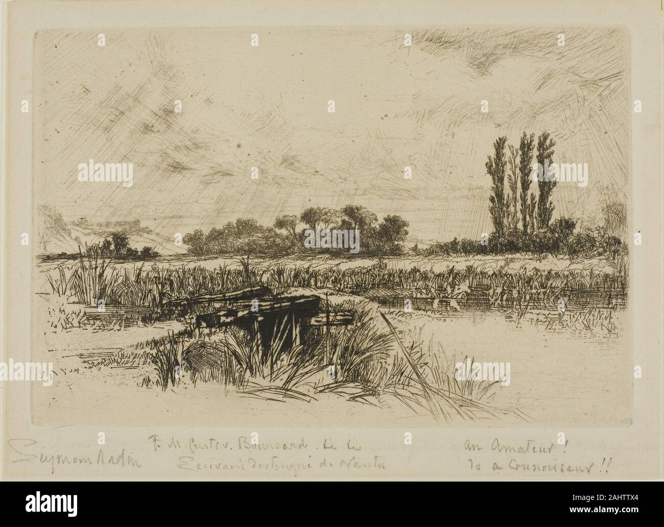 Francis Seymour Haden. Un pré de l'eau. 1859. L'Angleterre. Eau-forte sur vélin crème Banque D'Images