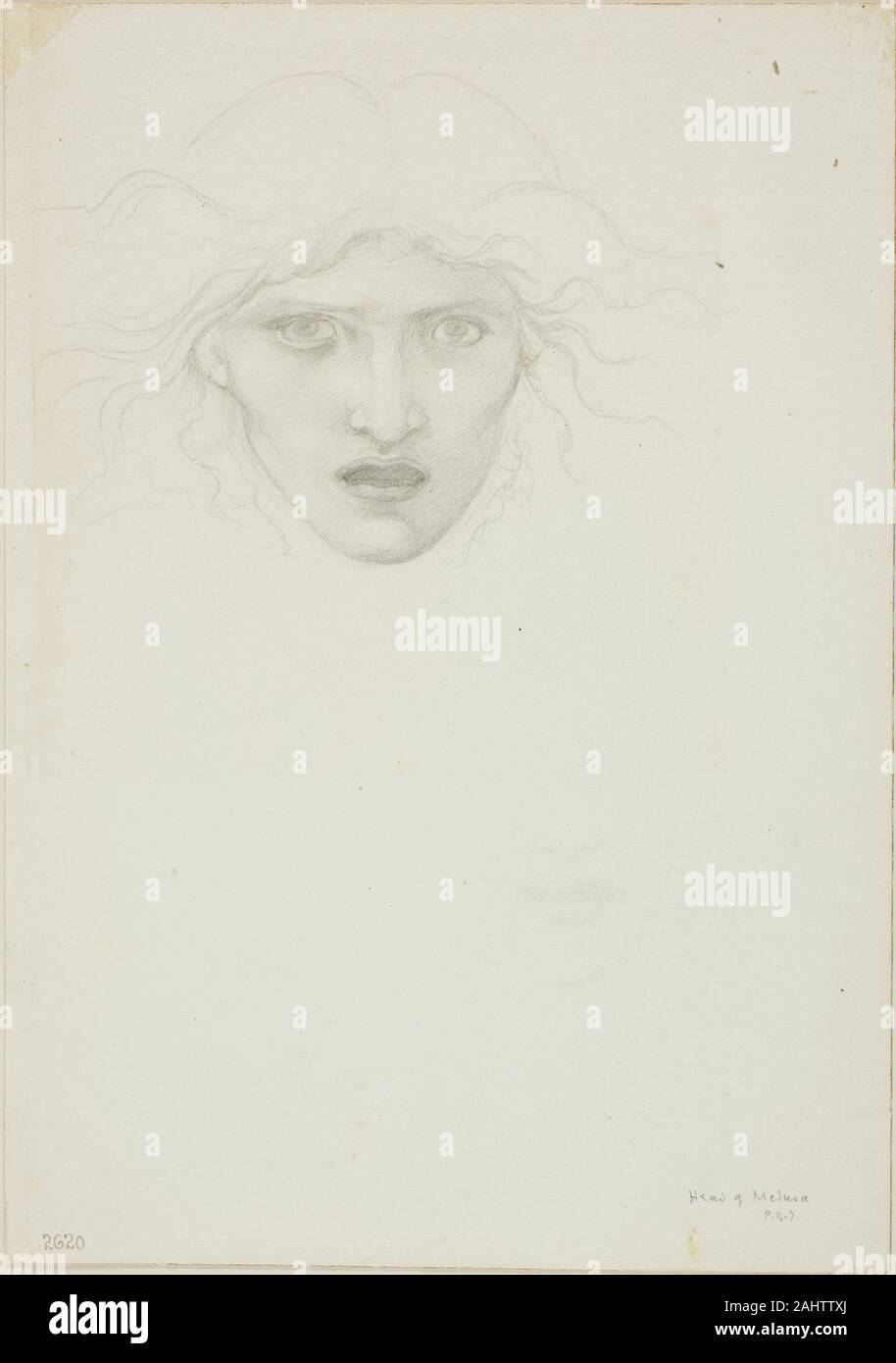 Sir Edward Burne-Jones. Pour l'étude Rondanini Medusa. 1868-1883. L'Angleterre. Graphite sur papier vélin ivoire Banque D'Images