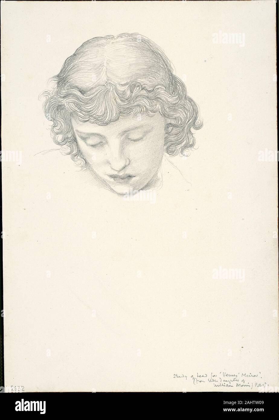 Sir Edward Burne-Jones. Étude pour Miroir de Vénus tête. 1863-1877. L'Angleterre. Graphite sur papier vélin ivoire Banque D'Images
