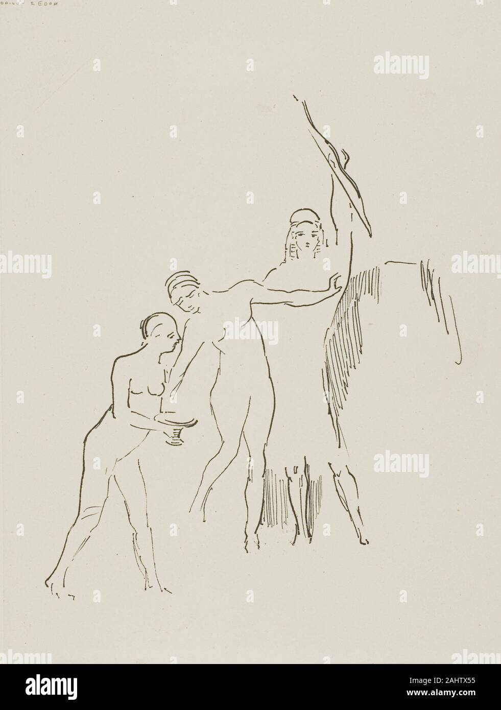 Odilon Redon. Trois déesses surgissent immédiatement, la plaque 11 de 24. 1896. La France. Lithographie en noir sur papier ivoire Chine fixées sur papier vélin ivoire Banque D'Images