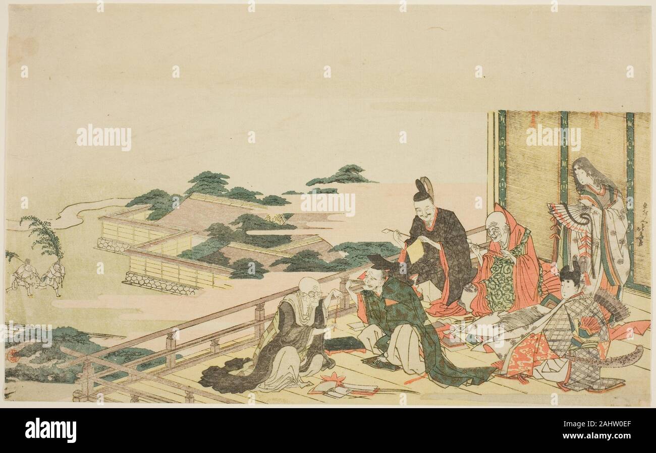 Katsushika Hokusai. Six poètes immortels de la préparation pour la Tanabata festival. 1760-1849. Le Japon. Estampe oban couleur ; Banque D'Images
