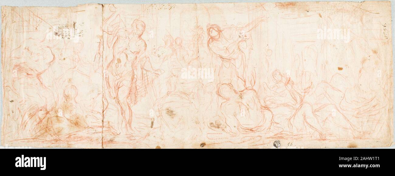 Andrea Celesti. La piscine miraculeuse à Bethesda. 1657-1706. L'Italie. Craie rouge, sur papier vergé chamois Banque D'Images