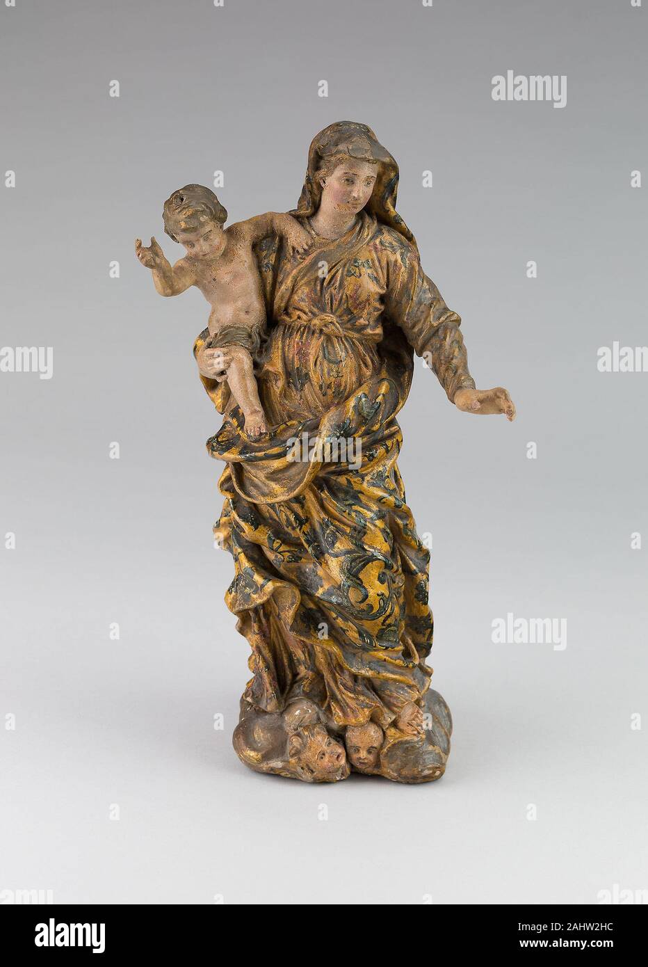 Alessandro Algardi. Vierge à l'enfant. De 1600 à 1699. L'Italie. Et en terre cuite polychrome Banque D'Images