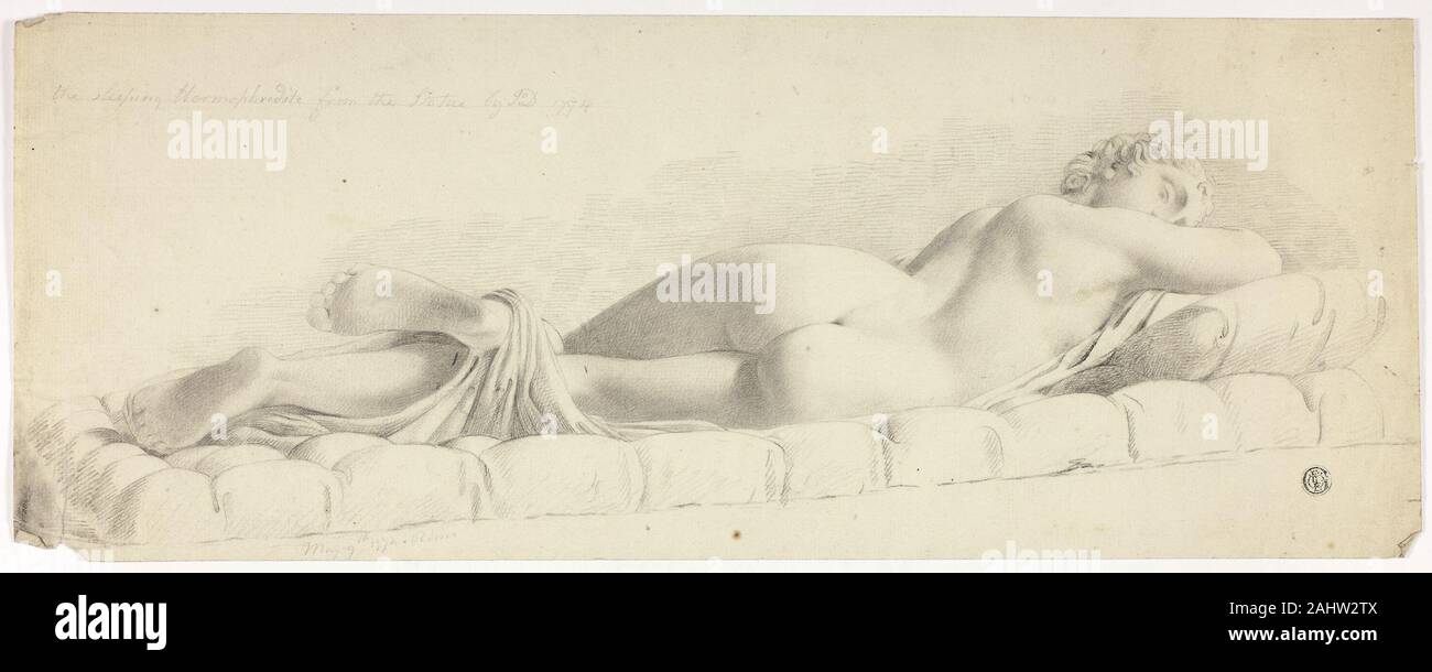 John Downman. Ancienne Statue de l'Hermaphrodite endormi. 1774. L'Angleterre. Craie noire avec dessouchage sur papier vergé ivoire Banque D'Images John Downman. Ancienne Statue de l'Hermaphrodite endormi. 1774. L'Angleterre. Craie noire avec dessouchage sur papier vergé ivoire Banque D'Images