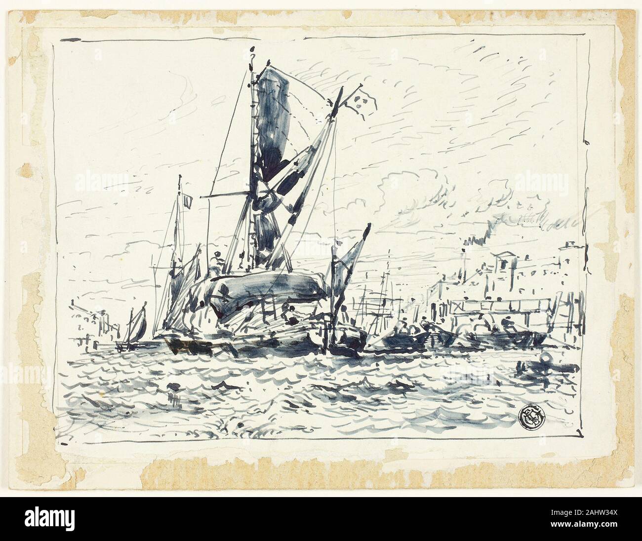 William Roxby Beverley. Bateau dans le port. 1800-1899. L'Angleterre. Plume  et pinceau et encre grise, sur papier vélin ivoire, prévue à bord Photo  Stock - Alamy