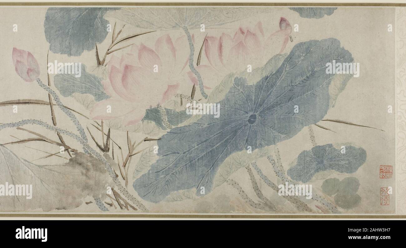 Chen Chun. Lotus en fleurs. 1368-1644. La Chine. Rouleau horizontal ; l'encre et couleur sur papier Banque D'Images