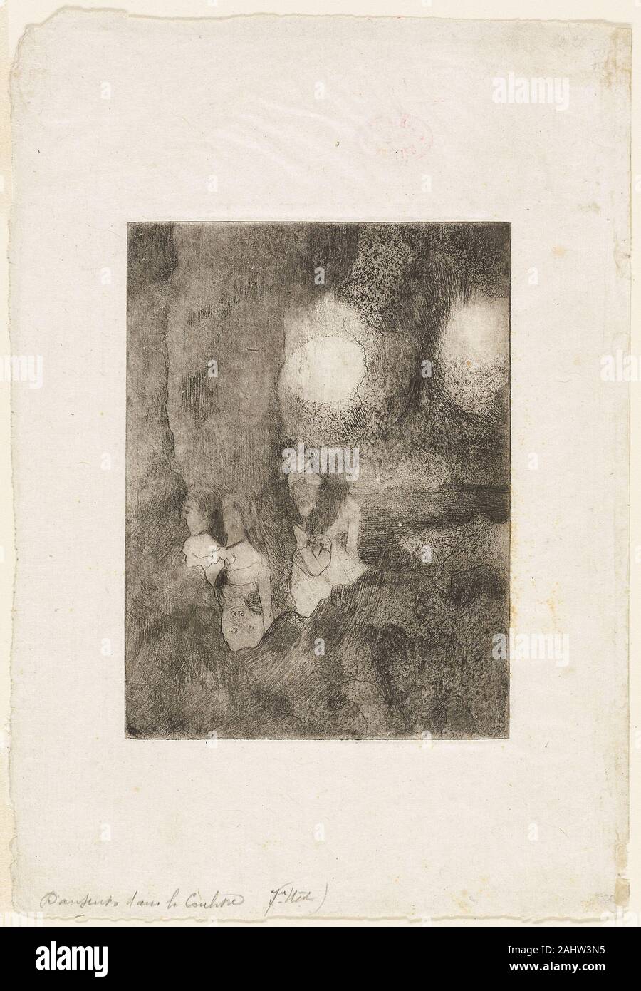 Hilaire Germain Edgar Degas. Danseurs dans les ailes. 1879-1880. La France. L'eau-forte, aquatinte et pointe sèche sur ivoire chine lâche Banque D'Images