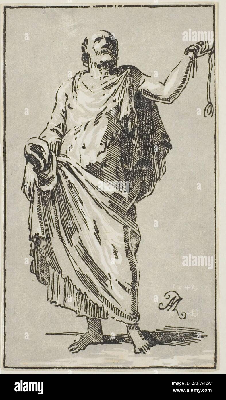 Conte Antonio Maria Zanetti, l'Aîné. Un apôtre. 1740. L'Italie. Gravure sur bois clair-obscur en gris et noir sur papier vergé ivoire Banque D'Images
