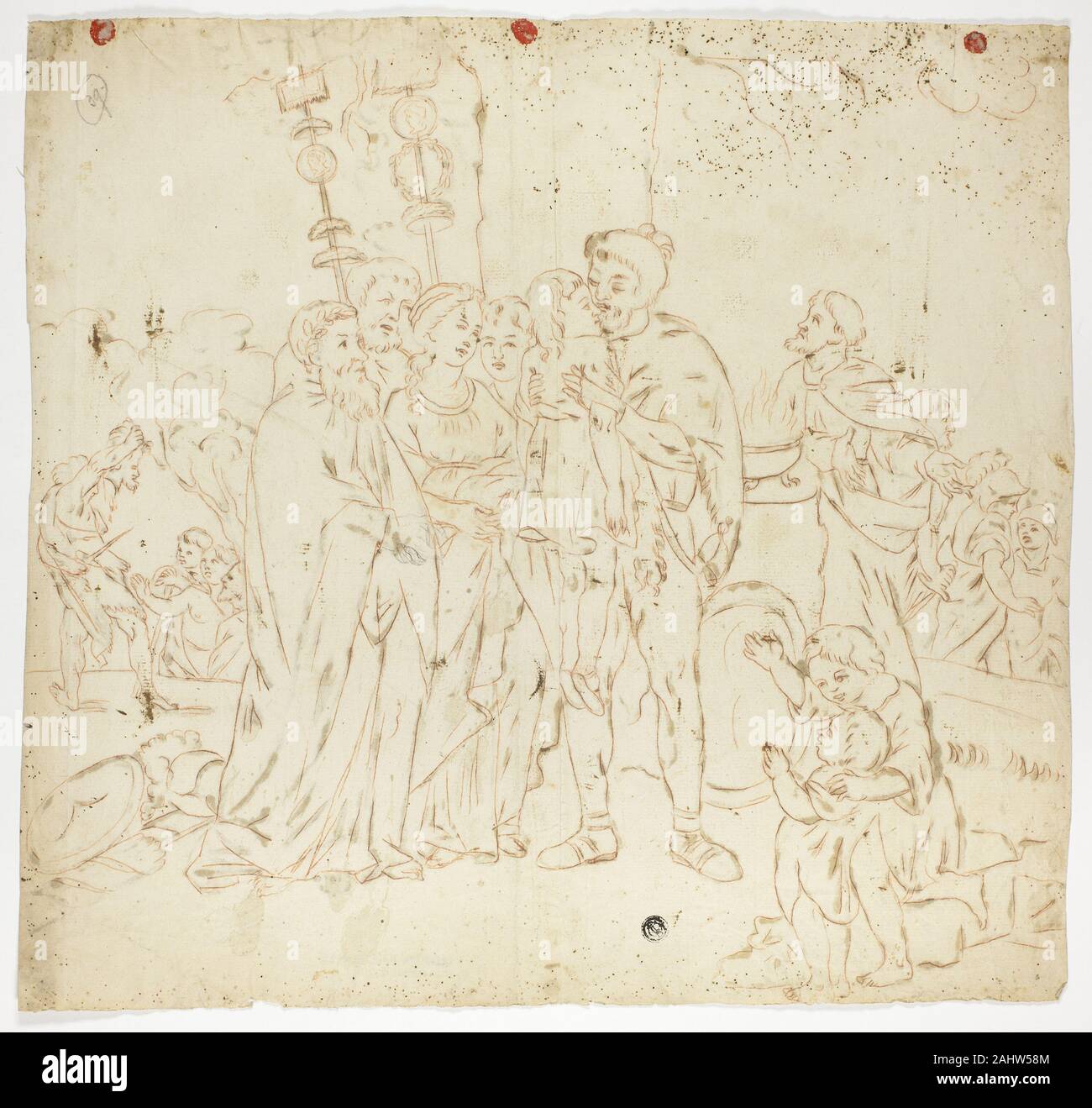 Scène de l'histoire romaine. 1700-1799. L'Europe. Craie rouge, avec des touches de graphite et inciser, sur papier vergé crème Banque D'Images
