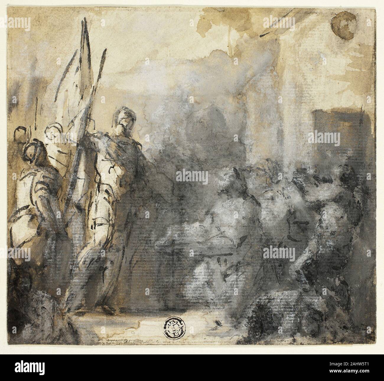 Domenico Mondo. David et d'Abigail. 1747-1806. L'Italie. Plume et pinceau et l'encre noire, avec brosse et gris et blanc gouache et lavis, plus de traces de craie noire, sur papier vergé crème Banque D'Images