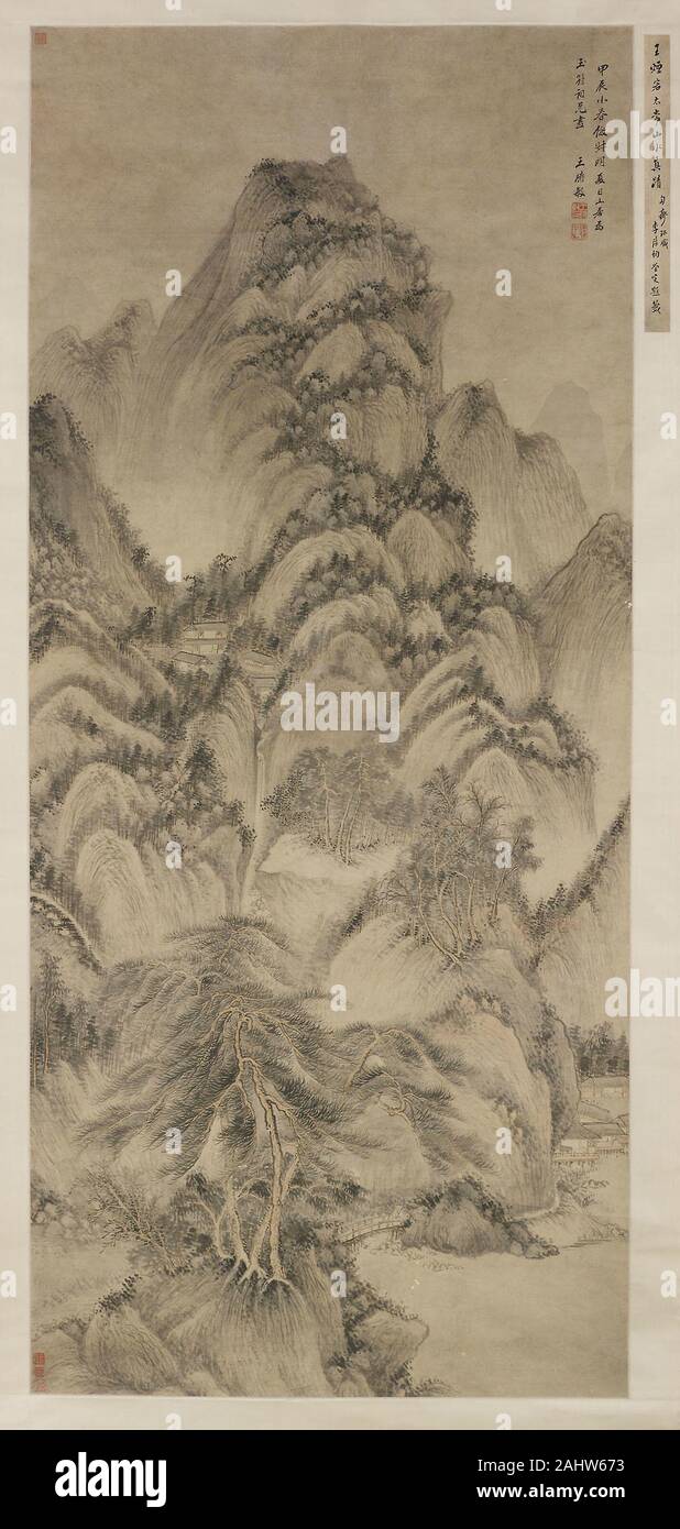 Wang Shimin. Après Wang Meng paysage. 1592-1680. La Chine. Défilement pendaison ; l'encre et couleurs légères sur papier Banque D'Images