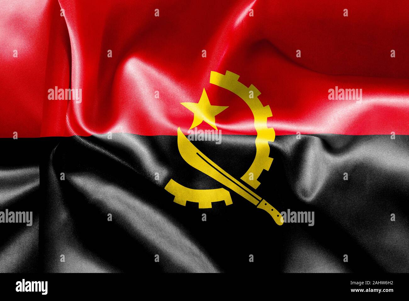 Drapeau de l'Angola et froissé de texture avec froissé la lumière et les ombres Banque D'Images