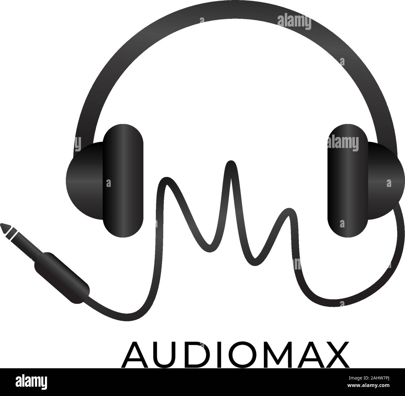 Logo Audiomax, Casque et cable vague Concept Design de Logo, noir et blanc,  modèle de conception de logo Audio Audiophile, les amateurs de musique de  l'équipement, des trucs de l'oreille Image Vectorielle