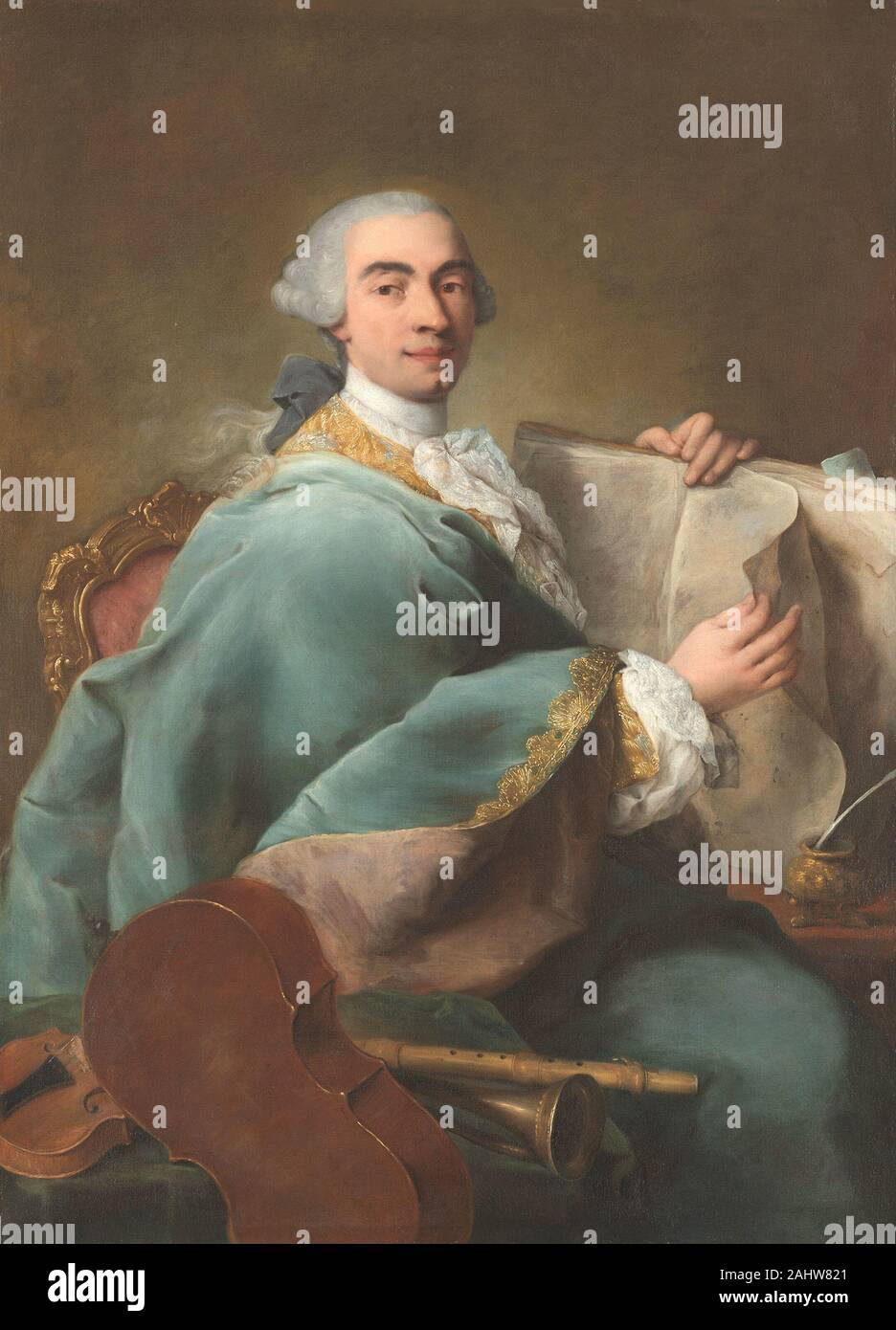 Alessandro Longhi. Portrait d'un musicien. 1745-1750. L'Italie. Huile sur toile Banque D'Images