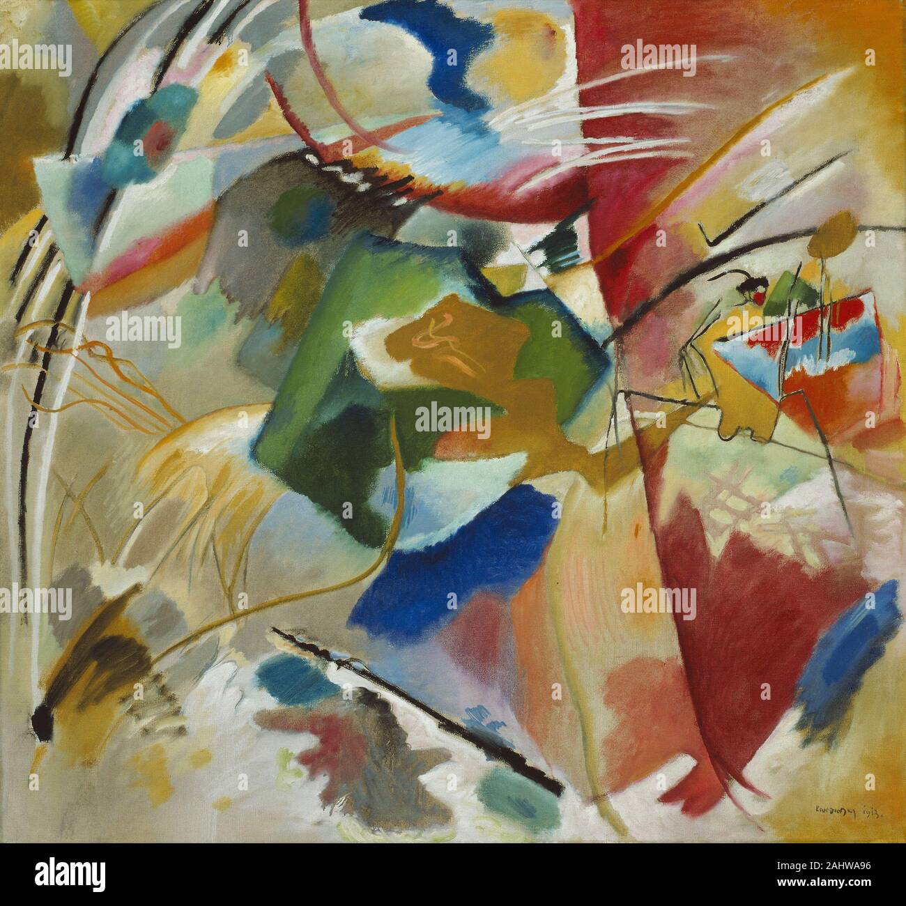 Vassily Kandinsky. Peinture avec centre vert. 1913. L'Allemagne. Huile sur toile Banque D'Images Vassily Kandinsky. Peinture avec centre vert. 1913. L'Allemagne. Huile sur toile Banque D'Images