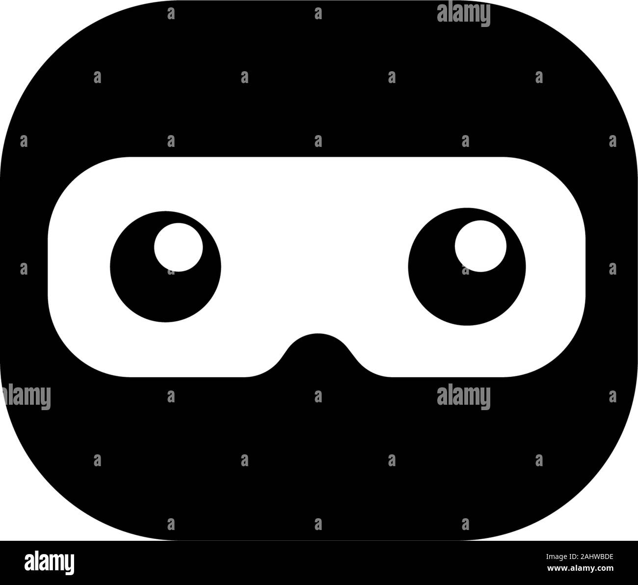 Jolie tête Ninja Ninja noir Logo Concept, Design, l'icône vecteur Ninja Kid, super-héros, caractère E Logo Sport, forme arrondie Logo Style Illustration de Vecteur